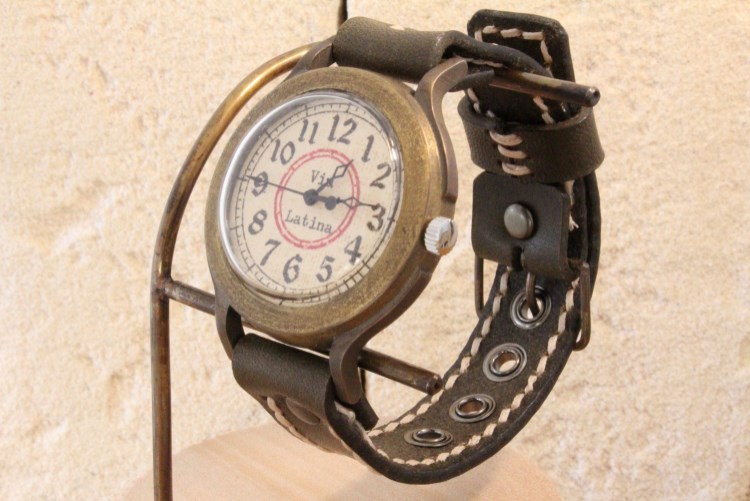 手作り腕時計　Via Latina(レトロRed & Chocolate)