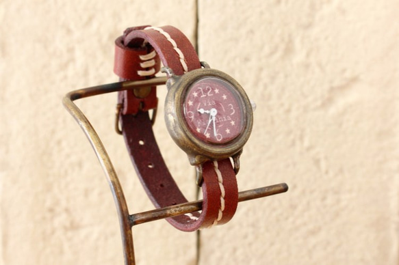 手工手錶Via Flaminia (紅&amp;紅單帶) 第3張的照片