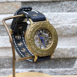 機械式手作り腕時計　Via Ostiensis(十字架レトロ時計 アンティークケース Navy) / メンズ、レディース 7枚目の画像