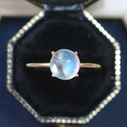 【新品・未使用品/レインボームーンストーンリング/ハイクラス】 7mm】レインボームーンストーンRing〈18kgp〉 指輪・リング ご