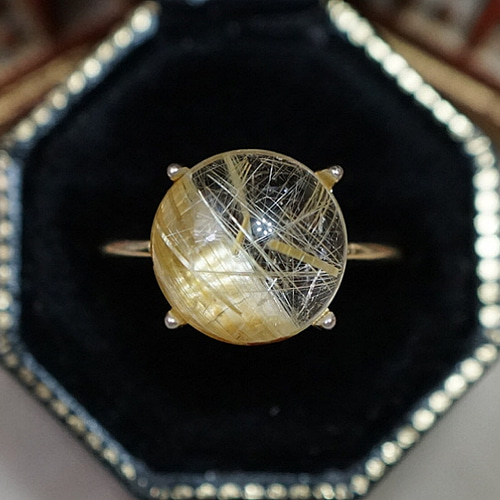 ルチル　40mm トップクォリティ]ブラジル産シルバールチルクォーツ丸玉