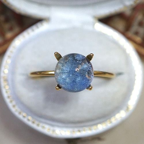 希少石【8mm】デュモルチェライトインクォーツRing〈18kgp〉 指輪