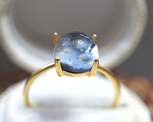 希少石【8mm】デュモルチェライトインクォーツRing〈18kgp〉 指輪