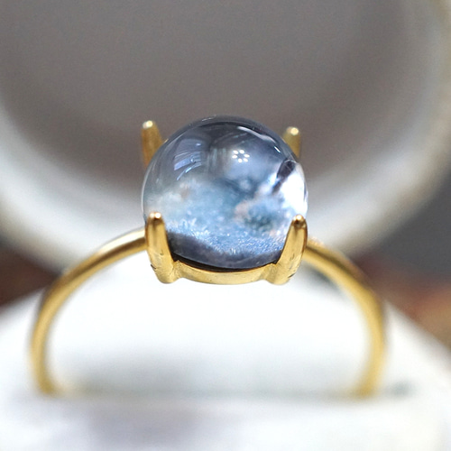 希少石【8mm】デュモルチェライトインクォーツRing〈18kgp〉 指輪