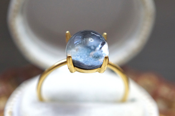 希少石【8mm】デュモルチェライトインクォーツRing〈18kgp〉 指輪
