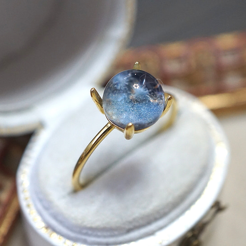 希少石【8mm】デュモルチェライトインクォーツRing〈18kgp〉 指輪
