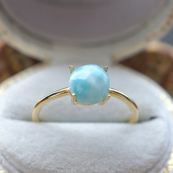 【6mm】カリブ海の宝石 ラリマー ローズカット Ring〈18kgp〉 2枚目の画像