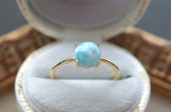 【6mm】カリブ海の宝石 ラリマー ローズカット Ring〈18kgp〉 2枚目の画像