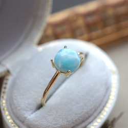 【6mm】カリブ海の宝石 ラリマー ローズカット Ring〈18kgp〉 3枚目の画像