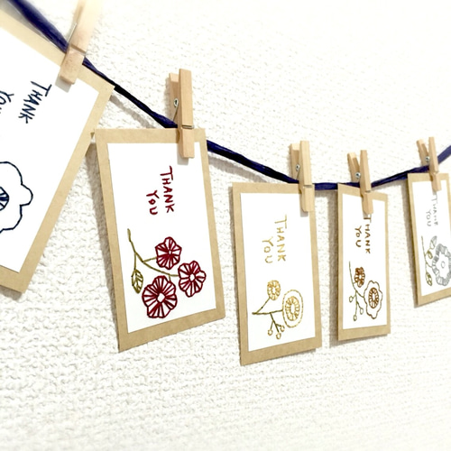 紙刺繍THANK YOUカード 5枚入 メッセージカード At. 通販