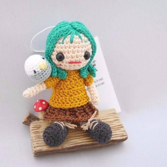 ヒトガタあみぐるみ】Crochetdoll*小鳥を乗せた森ガール風