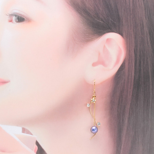 小さな星と揺れるパール(426) ピアス/イヤリング/ノンホールピアス 