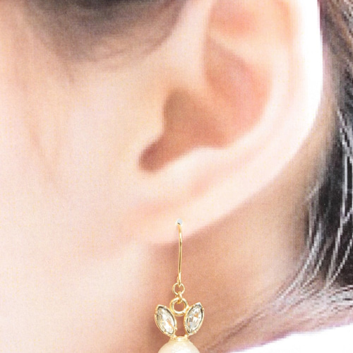 うさちゃんパールピアス(93) ピアス/イヤリング/ノンホール/ピアス 