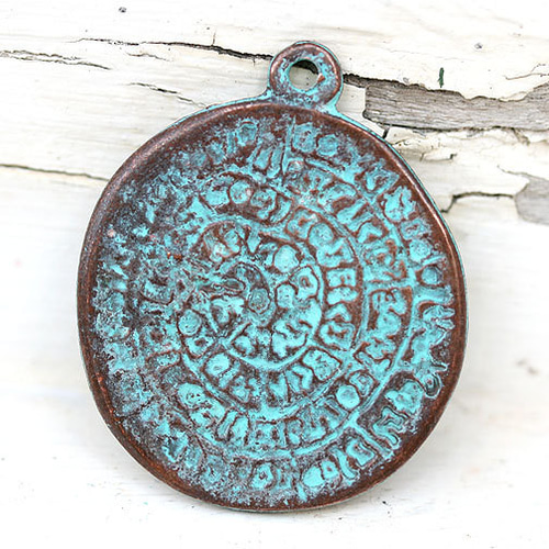 古代ギリシャ 両面フェストス·ディスク オーバル ペンダントトップ