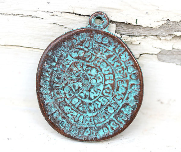 古代ギリシャ 両面フェストス·ディスク オーバル ペンダントトップ