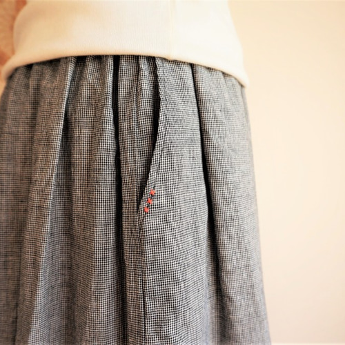 ★ヤッコ★　1426　千鳥格子　リネンワイドパンツ　スカチョ ☆ヤッコ様専用☆ 1426 千鳥格子 リネンワイドパンツ スカチョ｜☆ヤッコ