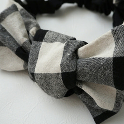 三用頭巾（繫帶）☆棉麻格紋 第3張的照片