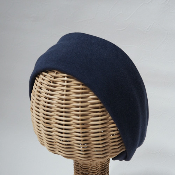 Babushka Style Hair Turban ☆ Soft Knit Navy x Khaki 第4張的照片