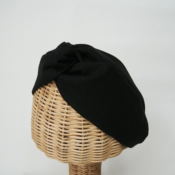 兩用髮巾（繫帶款）☆ 棉麻黑色 x 咖啡米色 第6張的照片