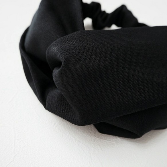 2way髮巾（扎）☆棉麻黑色×咖啡牛奶米色 第8張的照片