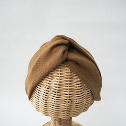 頭巾(領帶)☆羅紋針織肉桂色 第3張的照片