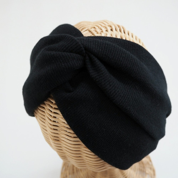 頭巾（扎）☆羅紋針織黑色 第3張的照片