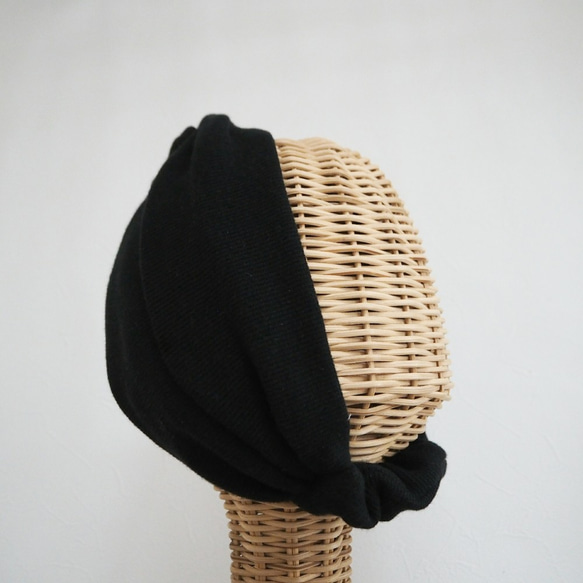 髮帶（繫結）☆ 羅紋針織黑色 第4張的照片