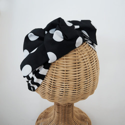 2way Hair Turban (Knot) Kids ☆ Monotone Dot x Stripe Border 第2張的照片