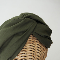 寬針織頭巾（繫帶）☆卡其色 x 黑色 x 波點 第7張的照片