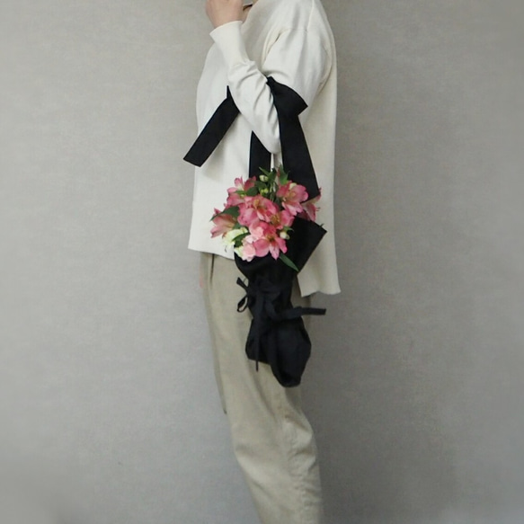 花包☆棉麻黑色 第2張的照片