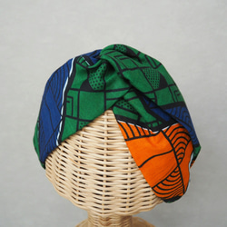 毛頭巾 (結) ☆ 非洲綠色 x 橙色 第2張的照片