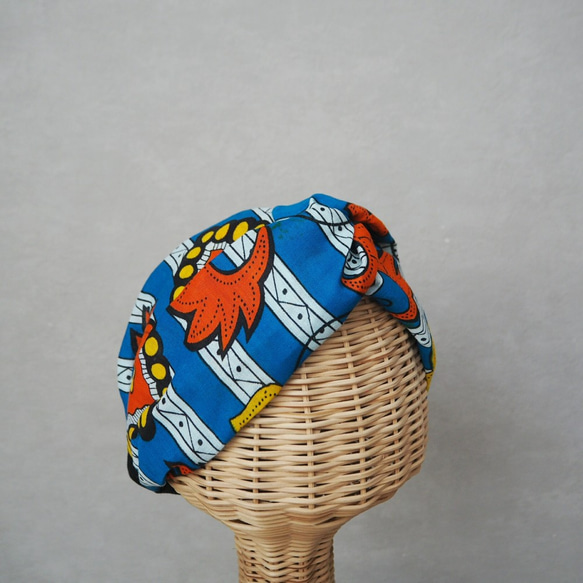 頭巾（結）☆非洲藍條紋 第2張的照片