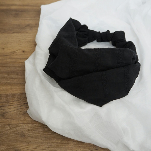 髮帶（紮帶）☆多臂條紋黑色 第1張的照片