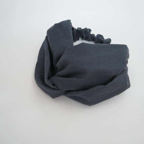 毛頭巾（結）☆雙層紗布灰藍色 第1張的照片