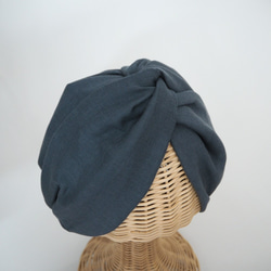 毛頭巾（結）☆雙層紗布灰藍色 第3張的照片