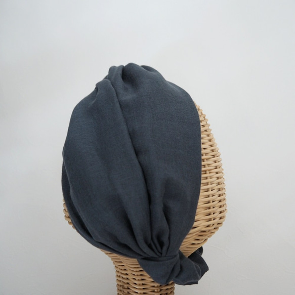 毛頭巾（結）☆雙層紗布灰藍色 第4張的照片