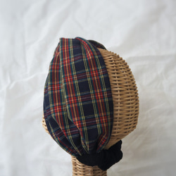 “Creema 限量秋季幸運包”木柄包和 2way 頭巾套裝 ☆ 格紋紅 x 海軍藍 第6張的照片