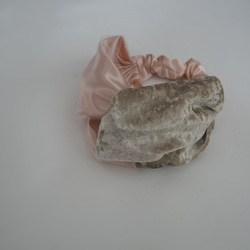 毛頭巾 (結) ☆ 絲絨 x 薄紗緞粉紅色 第1張的照片