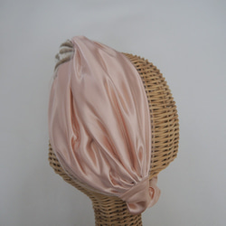毛頭巾 (結) ☆ 絲絨 x 薄紗緞粉紅色 第5張的照片