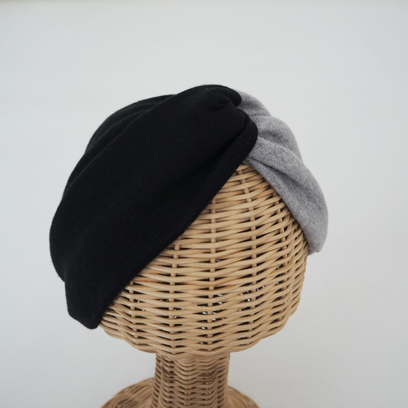 頭巾 (結) ☆ 柔軟針織 兩色灰色 x 黑色 第2張的照片