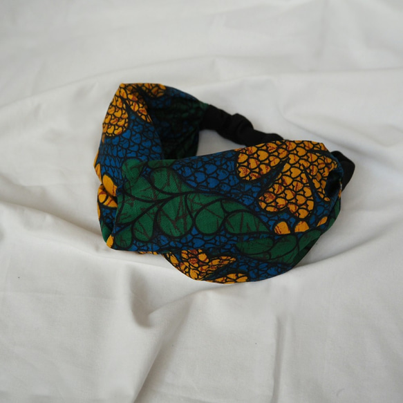 毛頭巾 (結) ☆ 非洲藍 x 黃色 第4張的照片