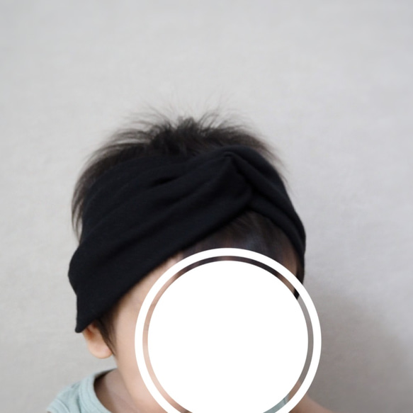 頭巾☆嬰兒（結）軟針織黑色 第4張的照片