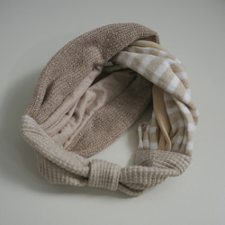 拼布頭巾（結）☆自然針織邊框 第4張的照片