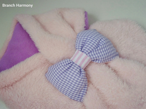 Mokomoko圍巾☆蝴蝶結（粉紅x薰衣草）嬰兒 第2張的照片