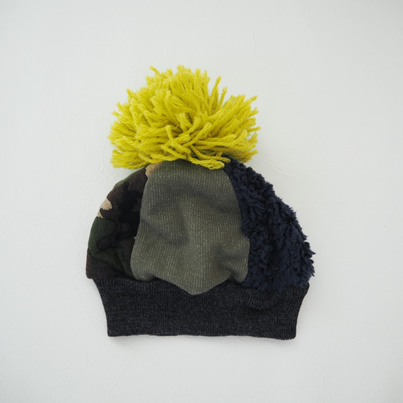 Pompon knit hat ☆ Camouflage x Border Kimidori 第2張的照片