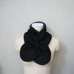 雙面緞帶圍巾 ☆ 黑色 x 灰色 女式尺寸 第1張的照片