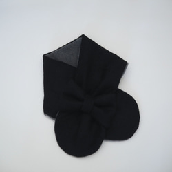雙面緞帶圍巾 ☆ 黑色 x 灰色 女式尺寸 第3張的照片