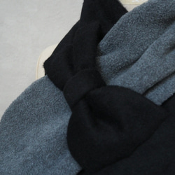 雙面緞帶圍巾 ☆ 黑色 x 灰色 女式尺寸 第5張的照片