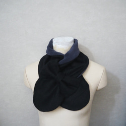 雙面絲帶圍巾 ☆ Black x Smokey Navy Ladies Size 第1張的照片