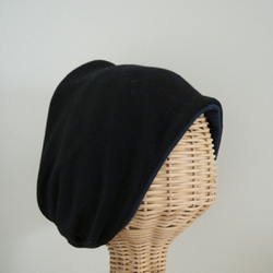頭巾風格頭巾 ☆ 柔軟針織黑色 x 海軍藍 第1張的照片